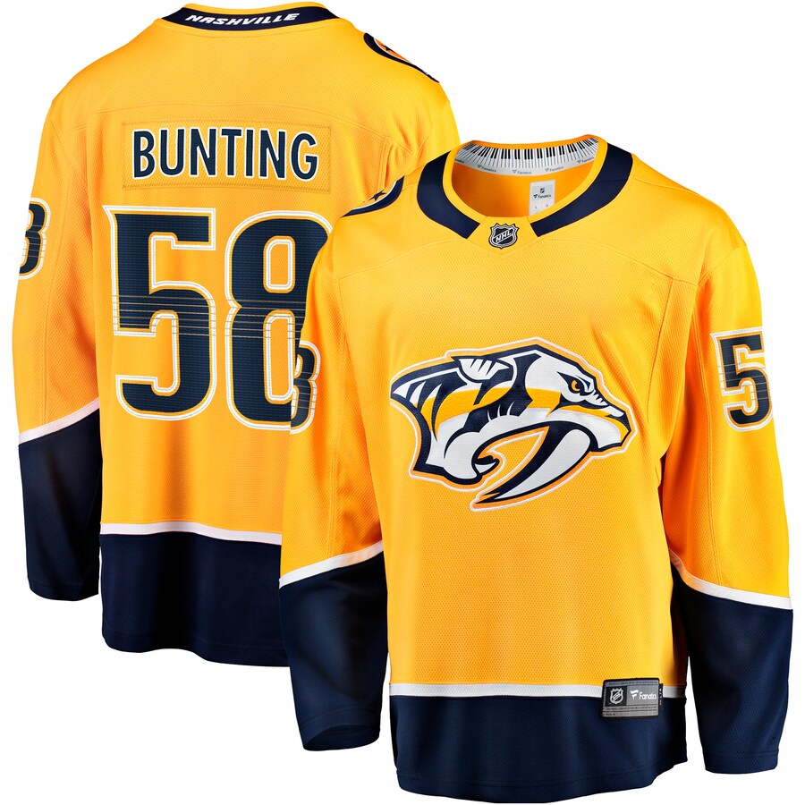 Men's Nashville Predators Michael Bunting Fanatics Gold Home Breakaway Jersey