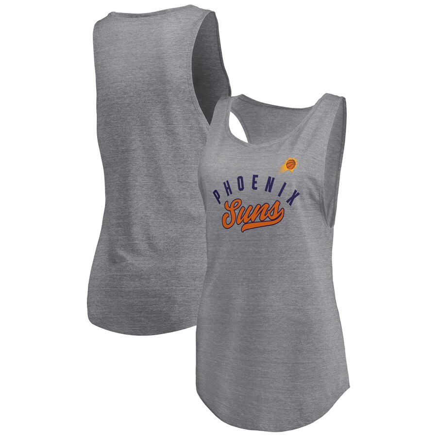 Women's Phoenix Suns Fanatics Heathered Gray Quality Time Open Scoop Neck Tri-Blend Tank Top