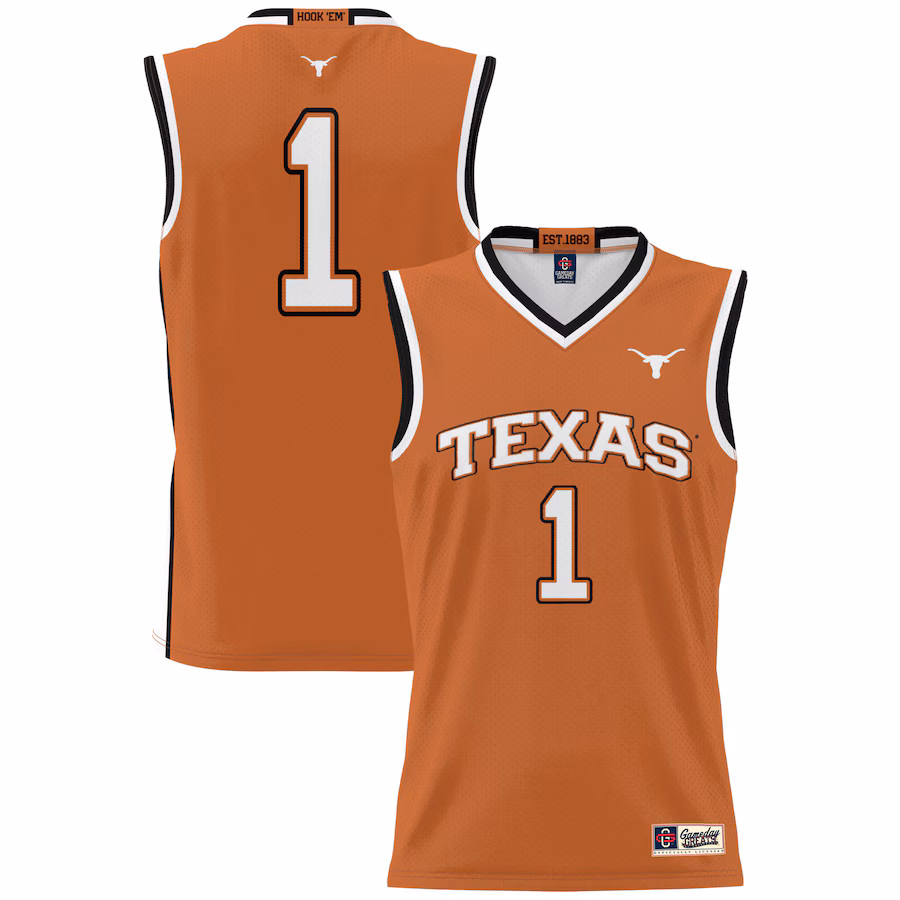 Men's GameDay Greats #1 Texas Orange Texas Longhorns Lightweight Collegiate Basketball Jersey