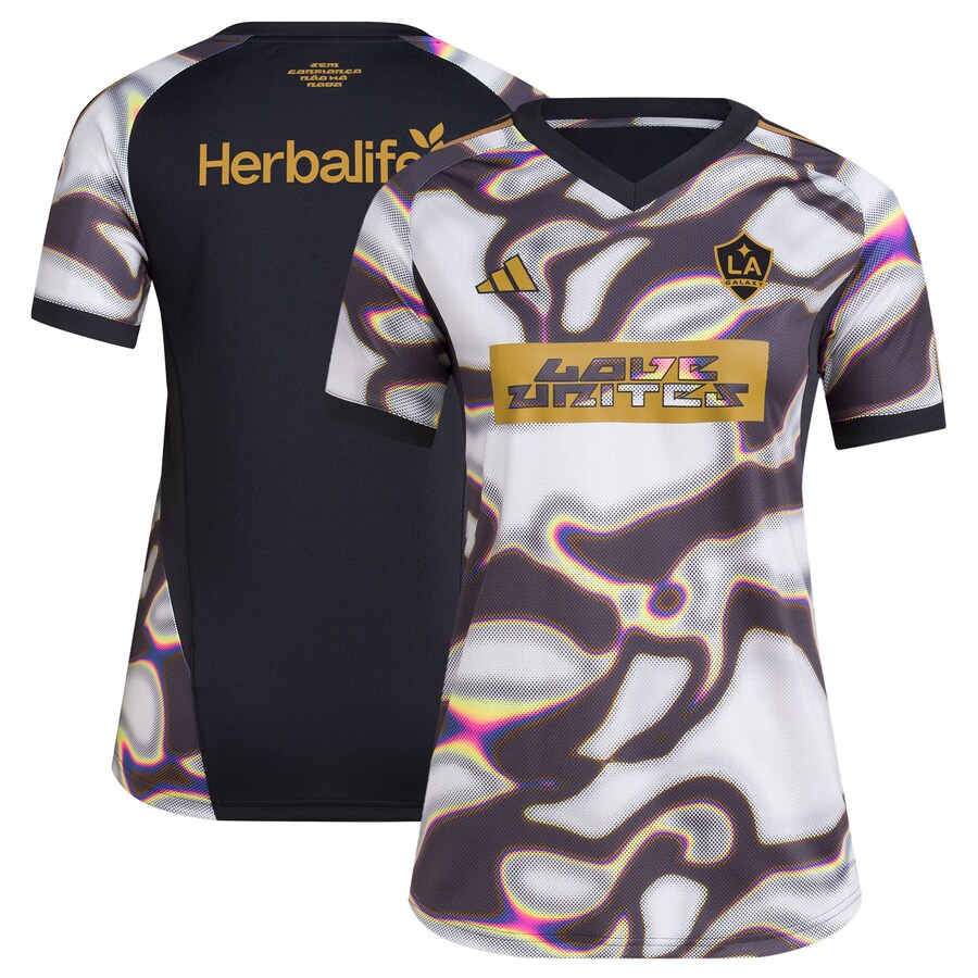 Women's LA Galaxy adidas Black 2024 Pride Pre-Match Top