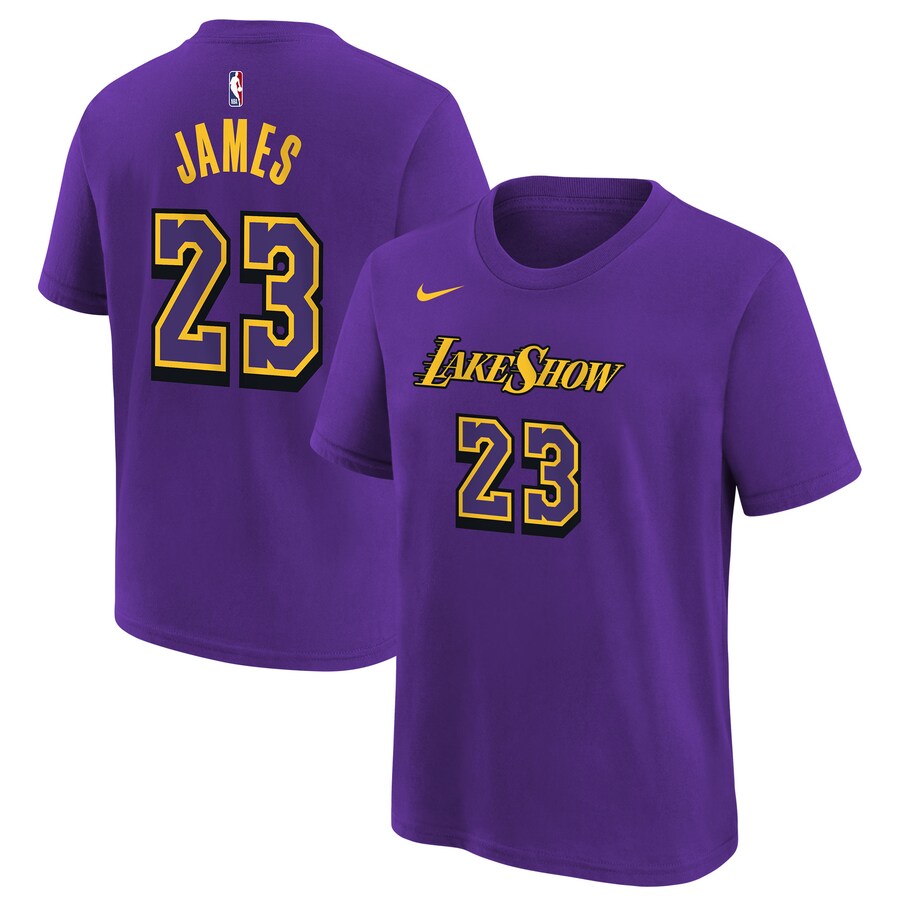 Youth Los Angeles Lakers LeBron James Nike Purple 2024/25 City Edition Name & Number T-Shirt