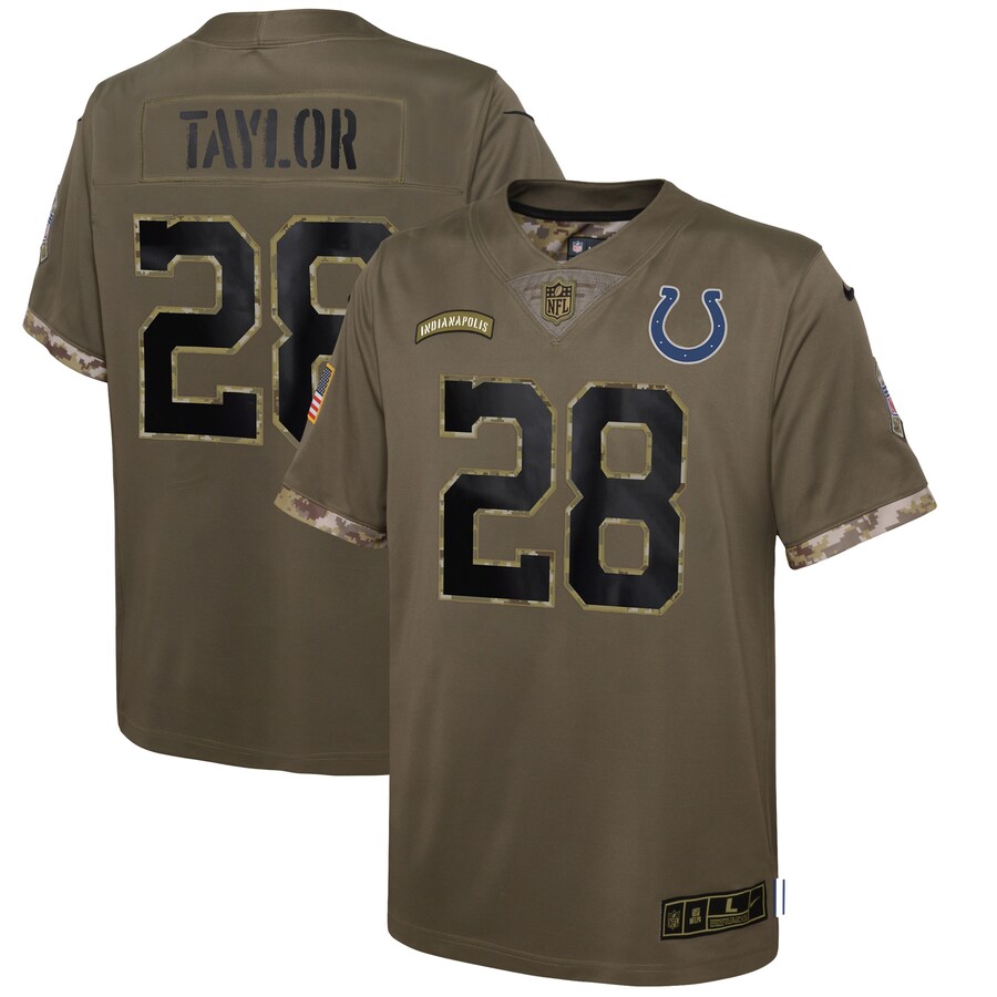 Youth Indianapolis Colts Jonathan Taylor Nike Olive Salute To Service Player Limited Jersey