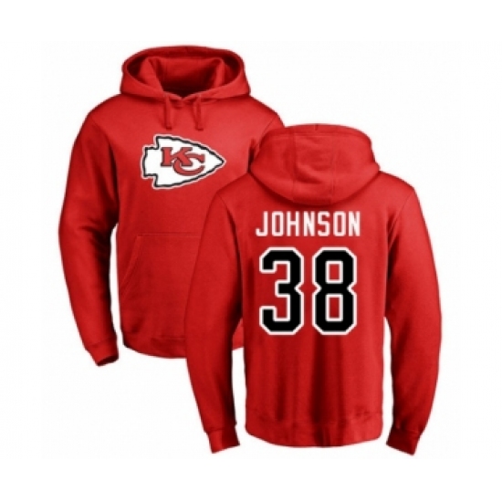 Football Kansas City Chiefs #38 Dontae Johnson Red Name & Number Logo Pullover Hoodie