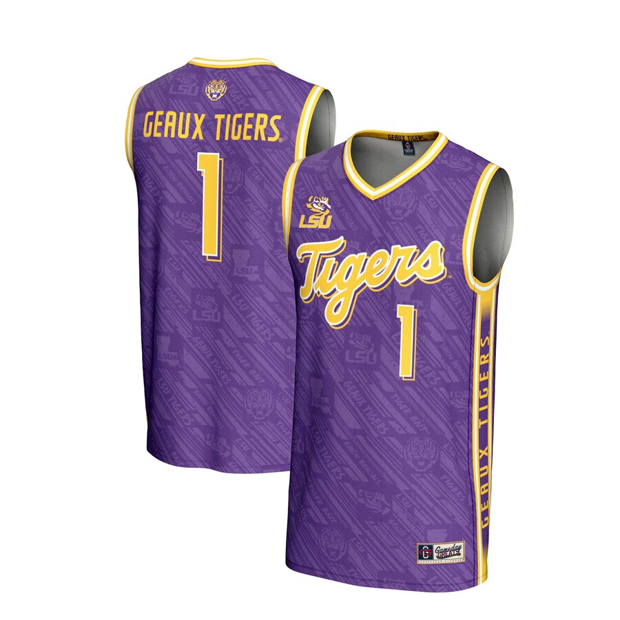 Youth GameDay Greats #1 Purple LSU Tigers Lightweight Highlight Print Basketball Jersey