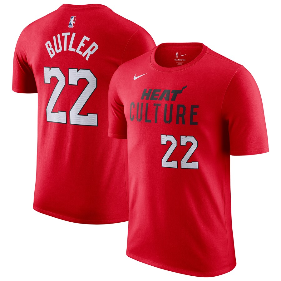 Men's Miami Heat Jimmy Butler Nike Red 2024/25 City Edition Name & Number T-Shirt