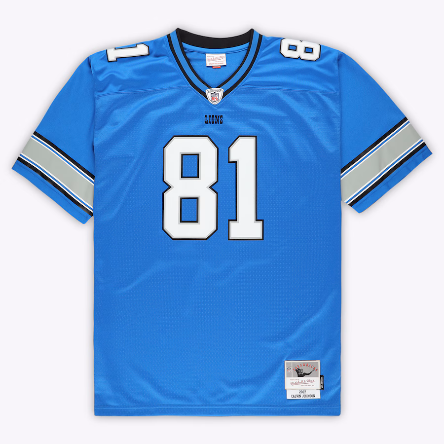 Men's Detroit Lions Calvin Johnson Mitchell & Ness Blue Big & Tall 2007 Legacy Retired Player Jersey