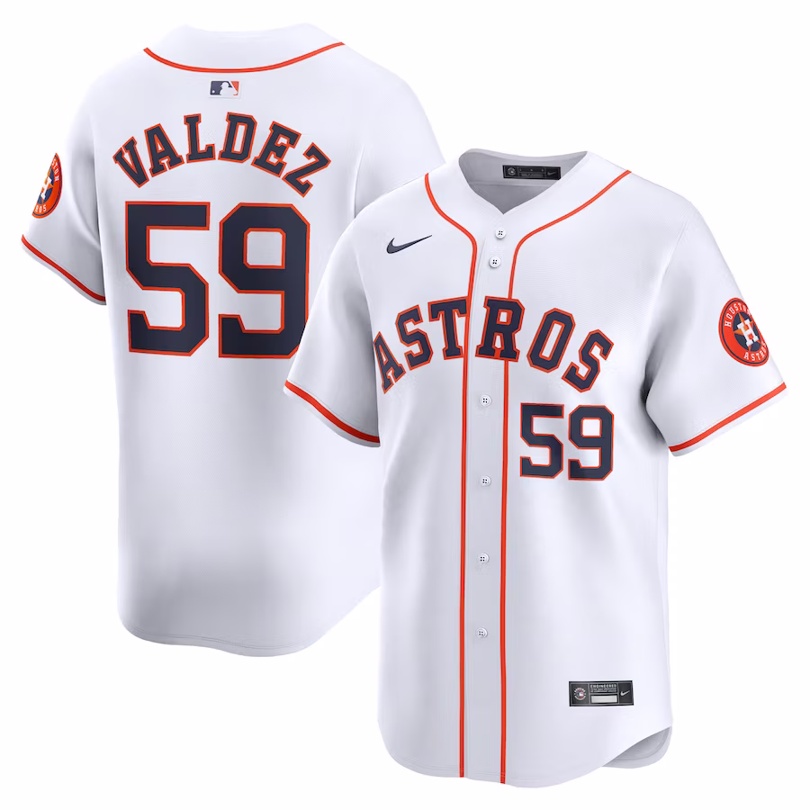 Men's Houston Astros Framber Valdez Nike White Home Limited Player Jersey