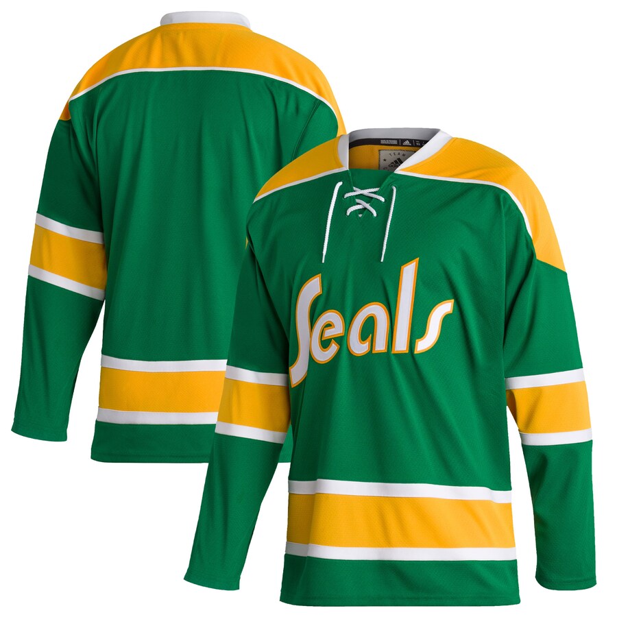 Men's California Golden Seals adidas Green Team Classics Authentic Blank Jersey