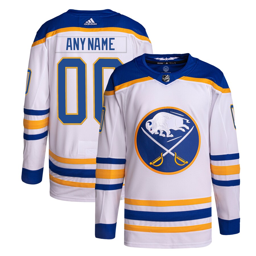 Men's Buffalo Sabres  adidas White Away Authentic Pro Primegreen Custom Jersey