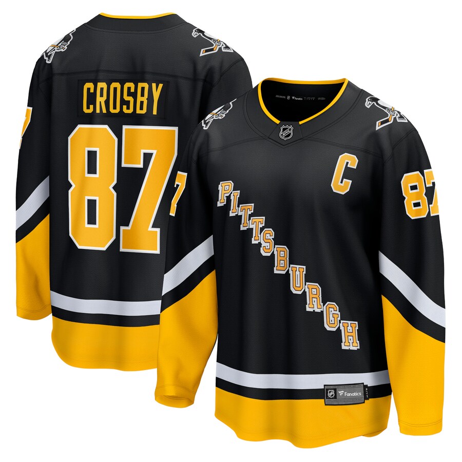 Men's Pittsburgh Penguins Sidney Crosby Fanatics Branded Black 2021/22 Alternate Premier Breakaway Player Jersey