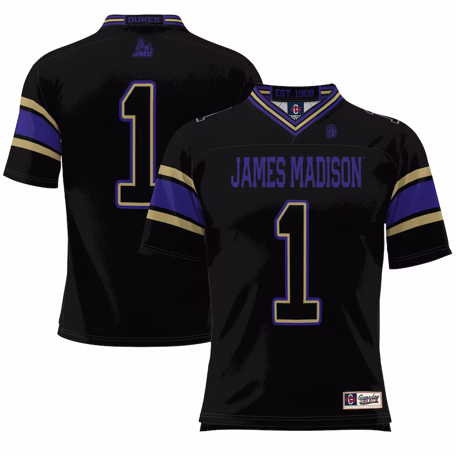#1 James Madison Dukes GameDay Greats Youth Endzone Football Jersey - Black