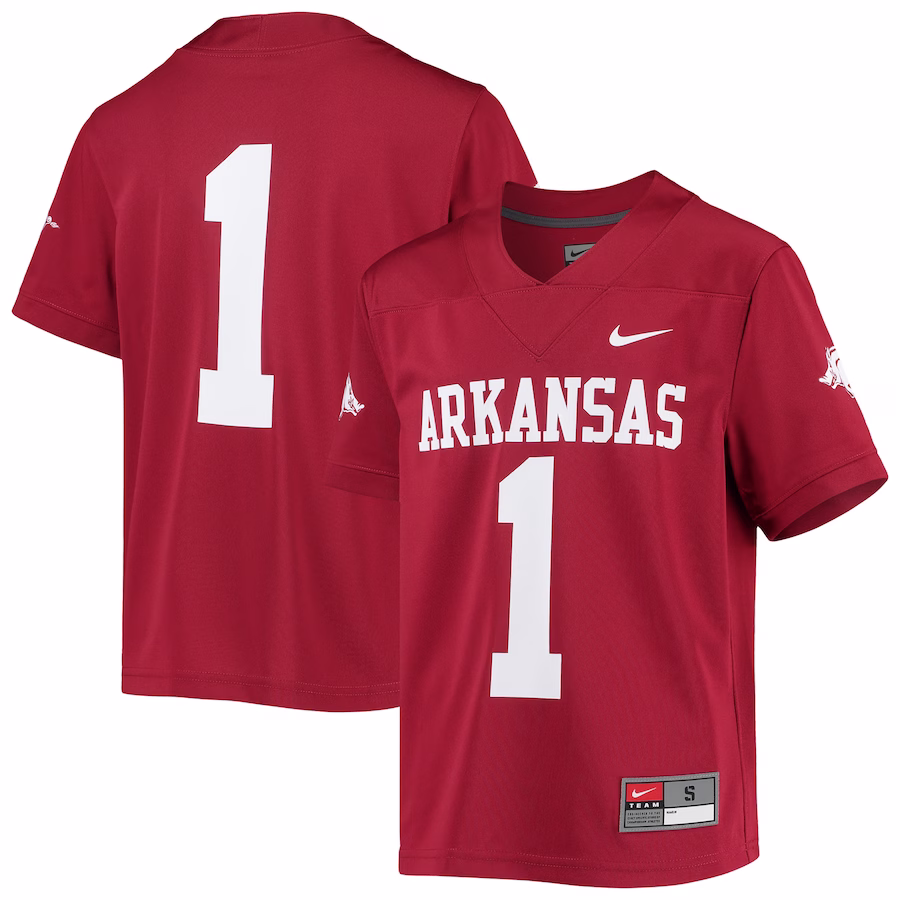 #1 Arkansas Razorbacks Nike Youth Untouchable Football Jersey - Cardinal