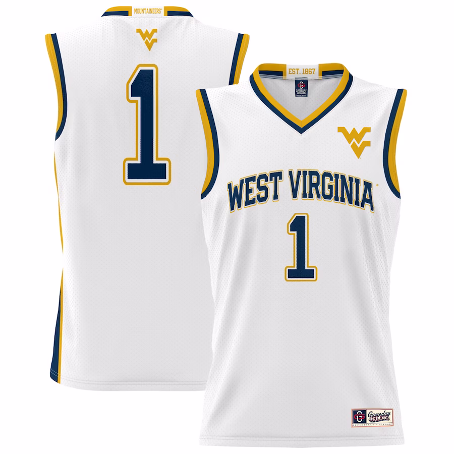 #1 West Virginia Mountaineers GameDay Greats Unisex Lightweight Basketball Jersey - White