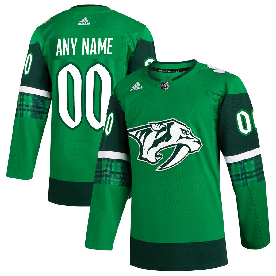 Men's Nashville Predators  adidas Kelly Green St. Patrick's Day Authentic Custom Jersey