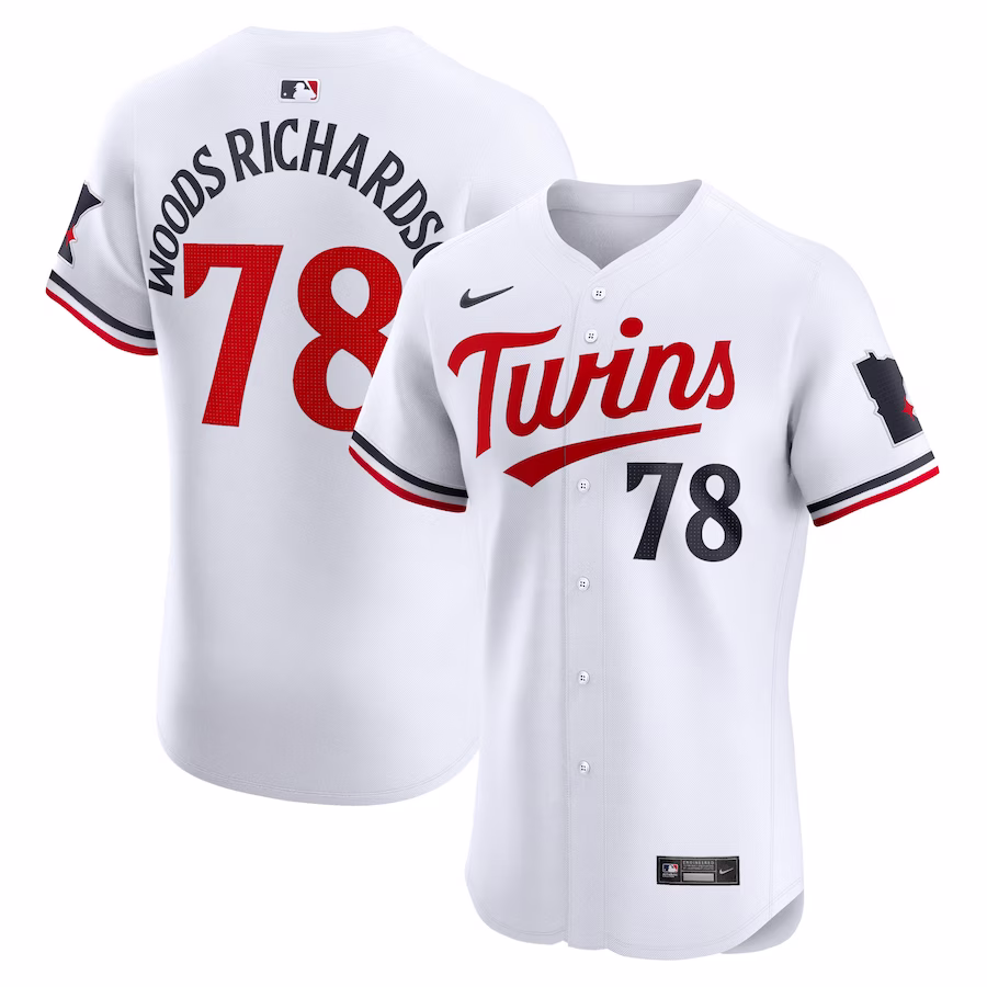 Men's Minnesota Twins Simeon Woods Richardson Nike White Home Elite Player Jersey