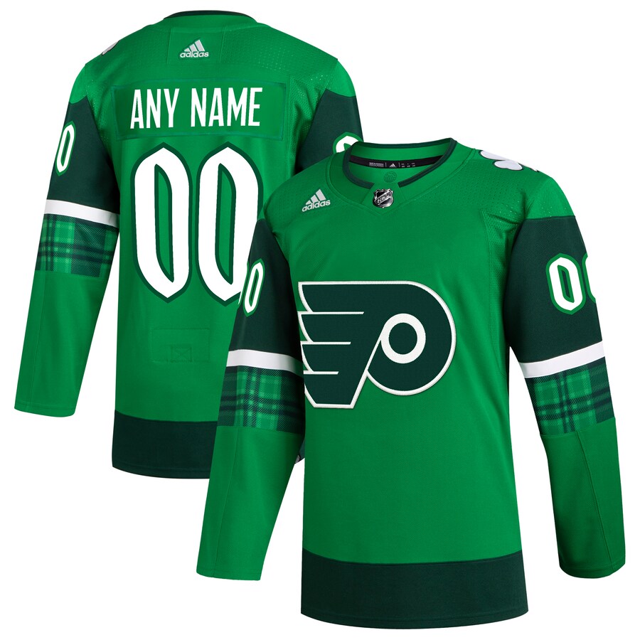 Men's Philadelphia Flyers  adidas Kelly Green St. Patrick's Day Authentic Custom Jersey