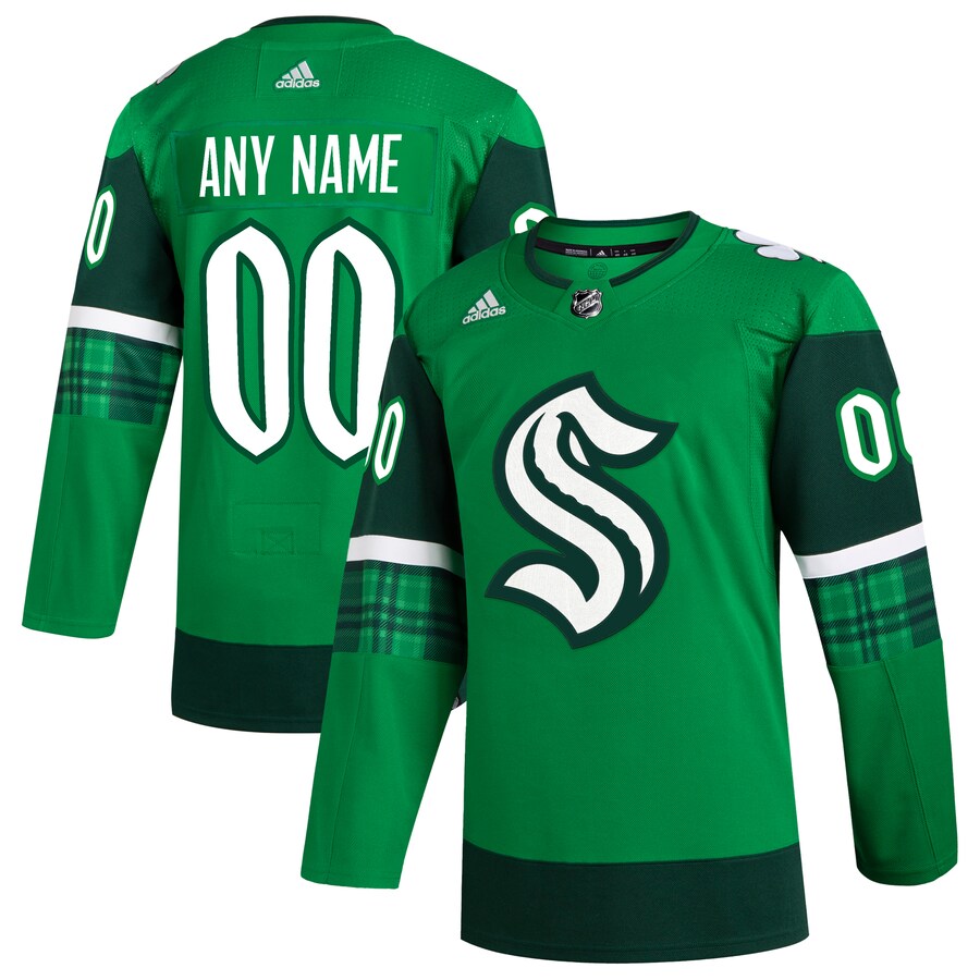 Men's Seattle Kraken  adidas Kelly Green St. Patrick's Day Authentic Custom Jersey