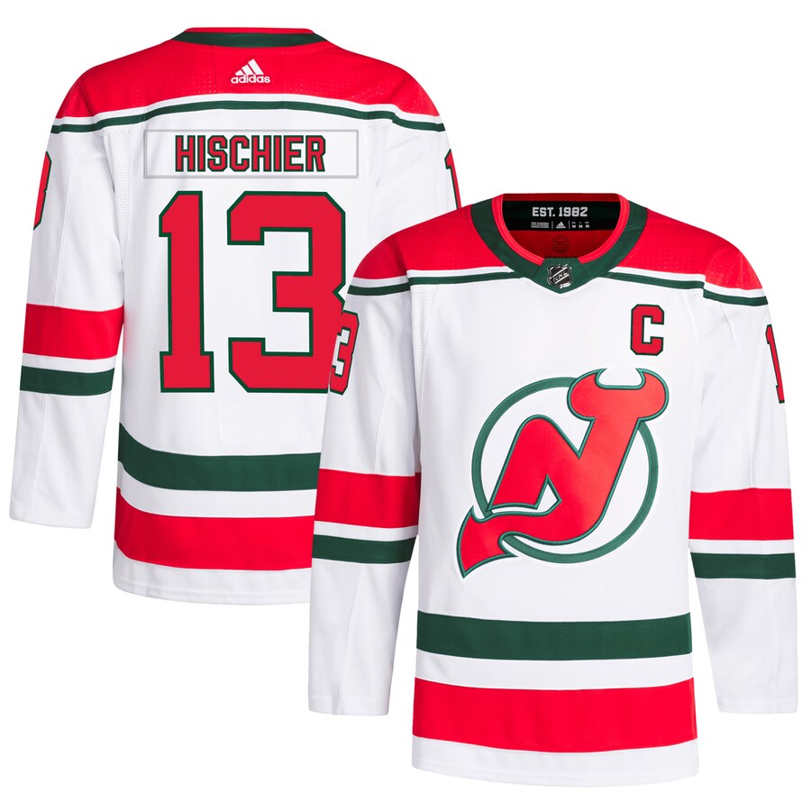 Men's New Jersey Devils Nico Hischier adidas White  Primegreen Authentic Pro Player Jersey