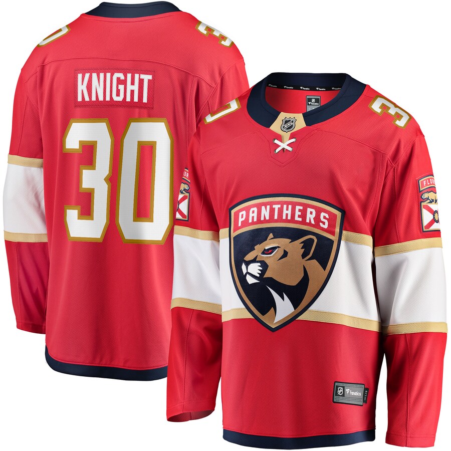 Men's Florida Panthers Spencer Knight Fanatics Branded Red 2017/18 Home Breakaway Replica Jersey