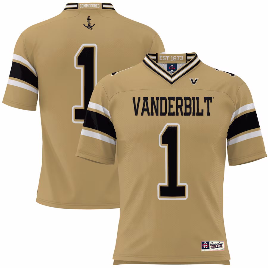 #1 Vanderbilt Commodores GameDay Greats Football Jersey - Gold