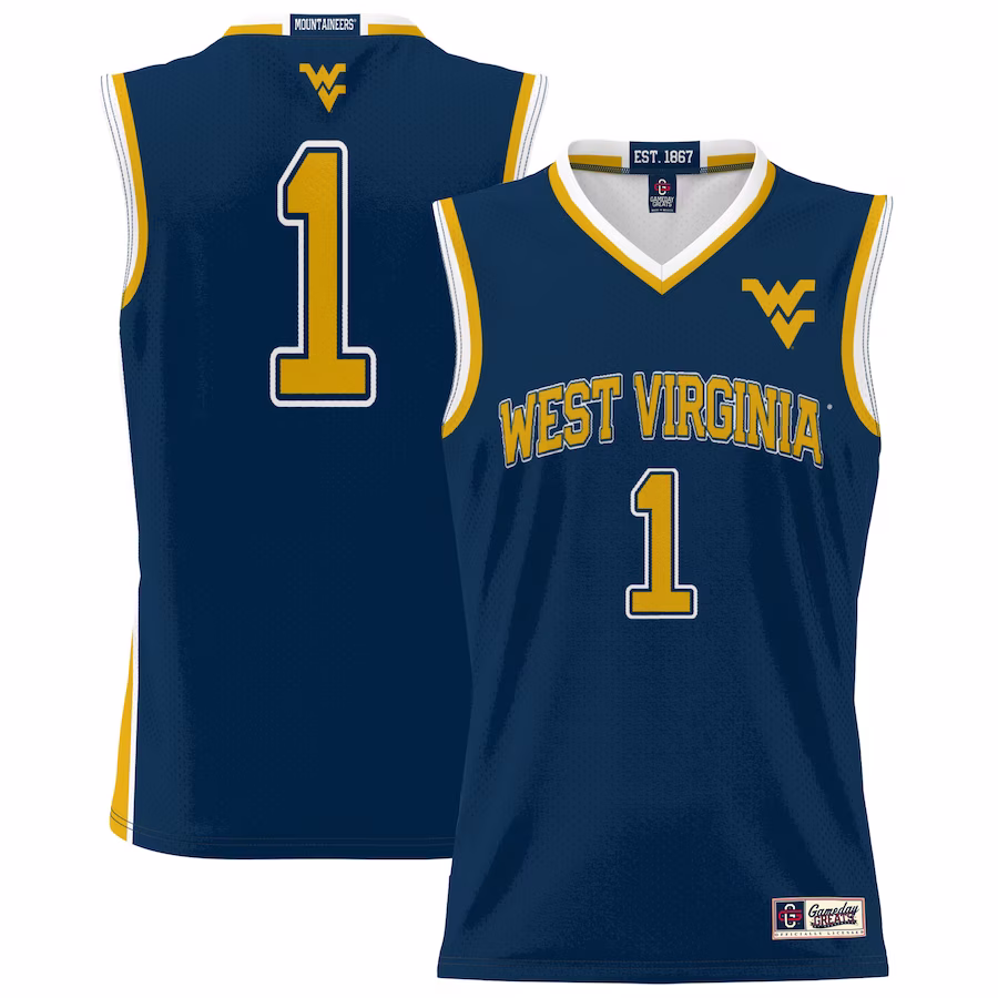 #1 West Virginia Mountaineers GameDay Greats Unisex Lightweight Basketball Jersey - Navy