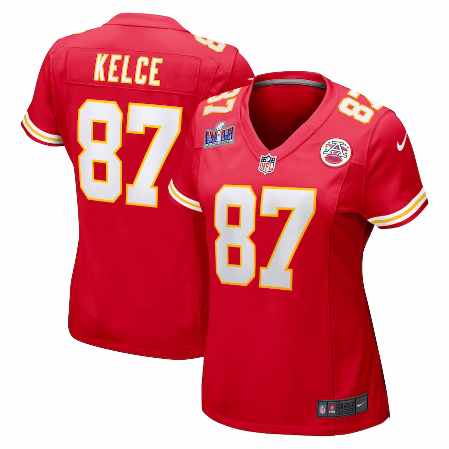 Women's Kansas City Chiefs Travis Kelce Nike Red Super Bowl LVIII Game Jersey