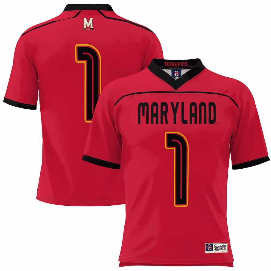 #1 Maryland Terrapins GameDay Greats Youth Lacrosse Fashion Jersey Lightweight- Red