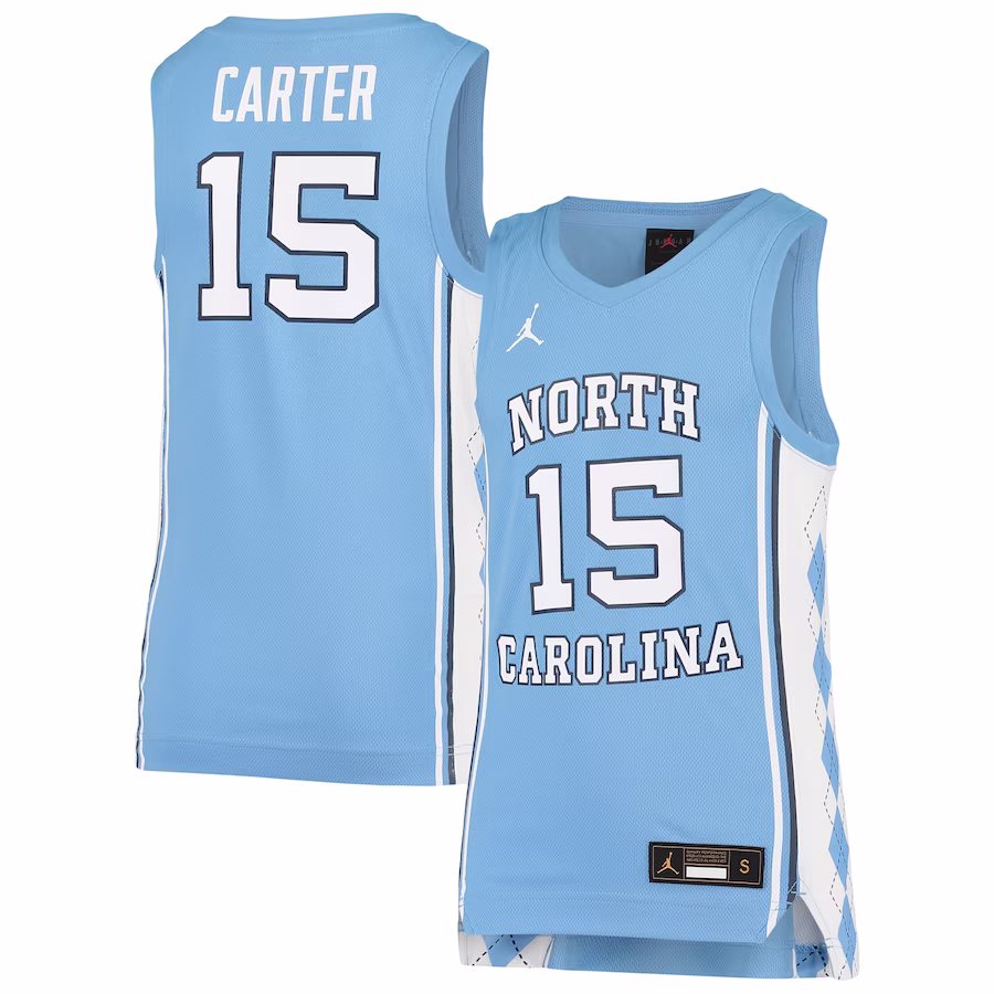 Vince Carter North Carolina Tar Heels Jordan Brand Youth Team Replica Basketball Jersey - Carolina Blue