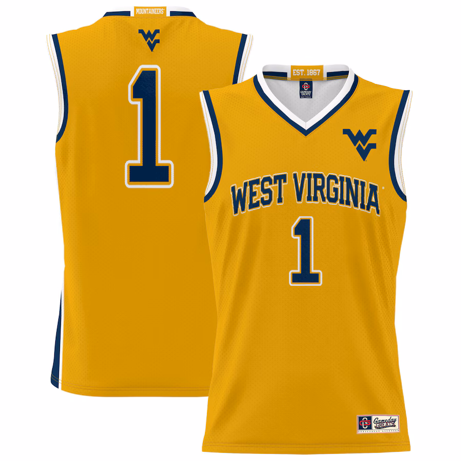 #1 West Virginia Mountaineers GameDay Greats Unisex Lightweight Basketball Jersey - Gold