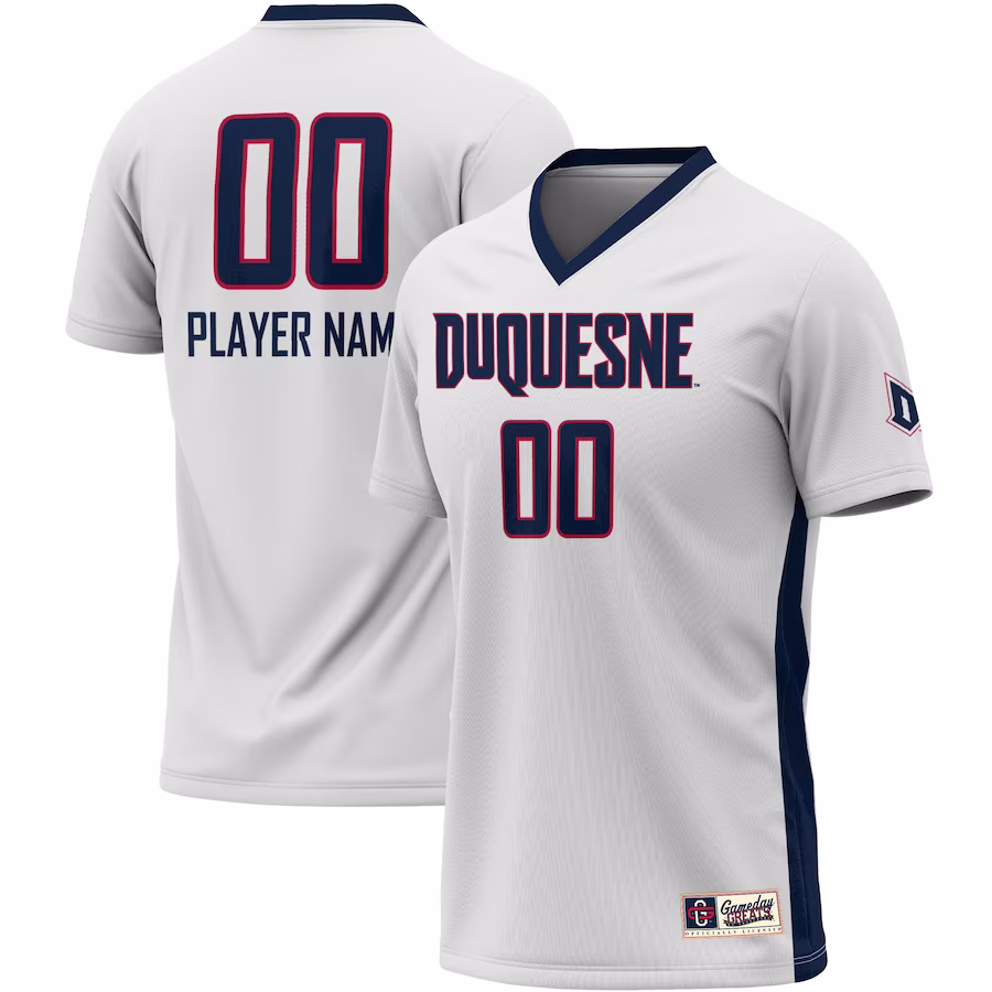 Duquesne Dukes GameDay Greats Youth NIL Pick-A-Player Lightweight Soccer Jersey – White