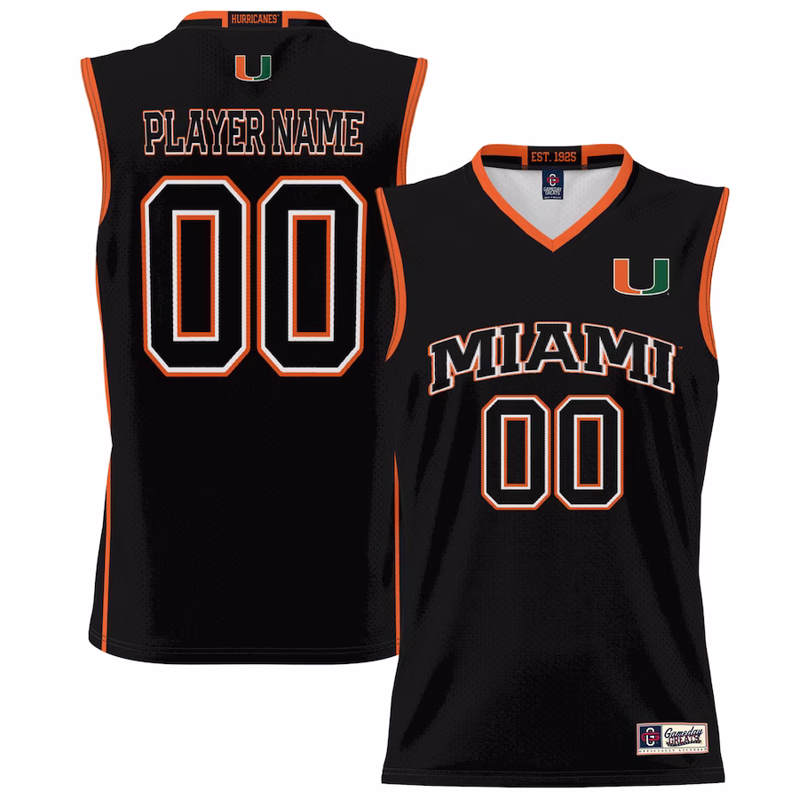 Miami Hurricanes GameDay Greats Unisex NIL Pick-A-Player Lightweight Basketball Jersey - Black