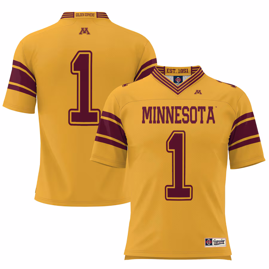 #1 Minnesota Golden Gophers GameDay Greats Football Jersey – Gold