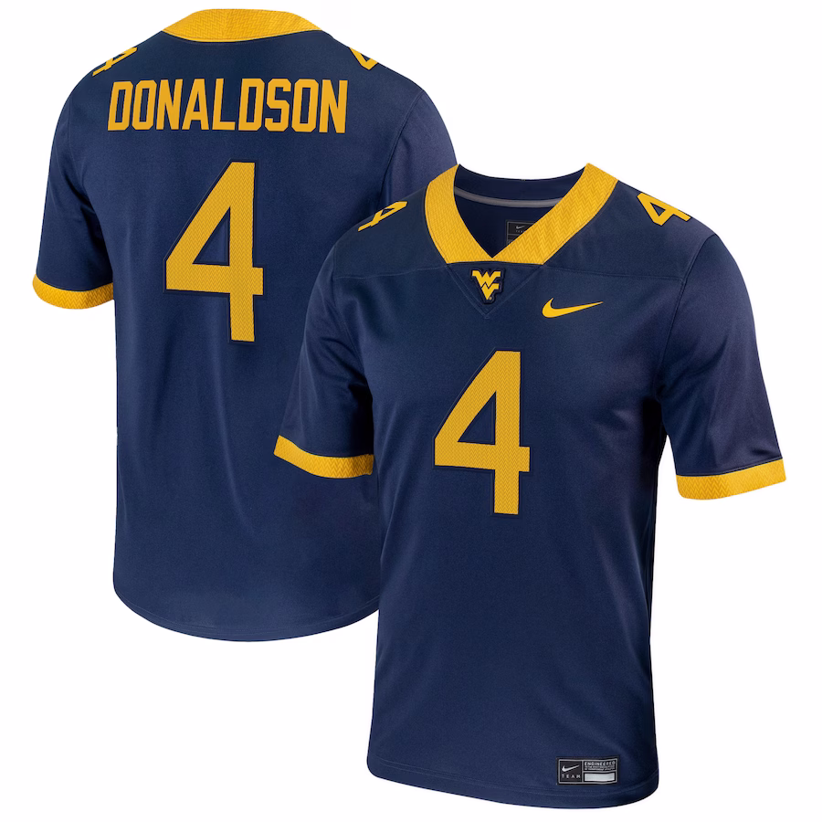 CJ Donaldson West Virginia Mountaineers Nike  NIL Football Game Jersey – Navy