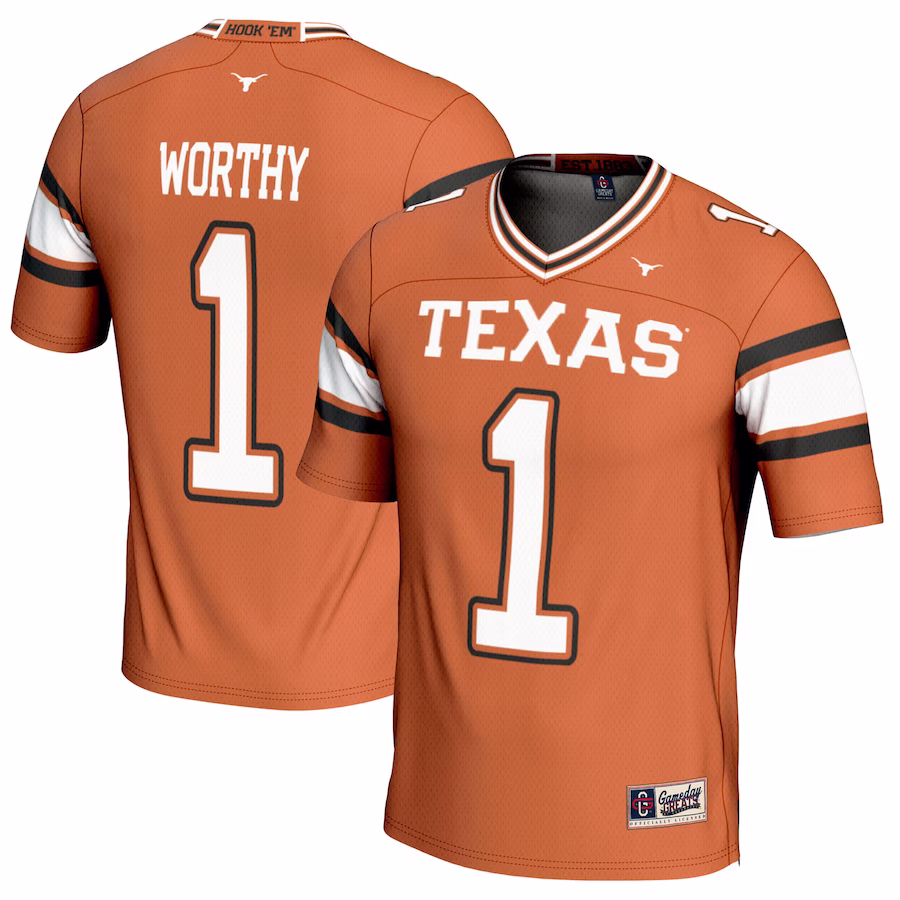 Xavier Worthy Texas Longhorns GameDay Greats NIL Player Football Jersey - Texas Orange