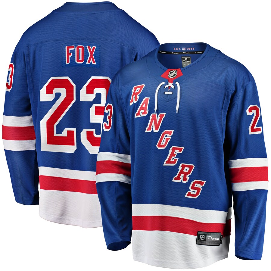 Men's New York Rangers Adam Fox Fanatics Branded Blue 2017/18 Home Breakaway Replica Jersey