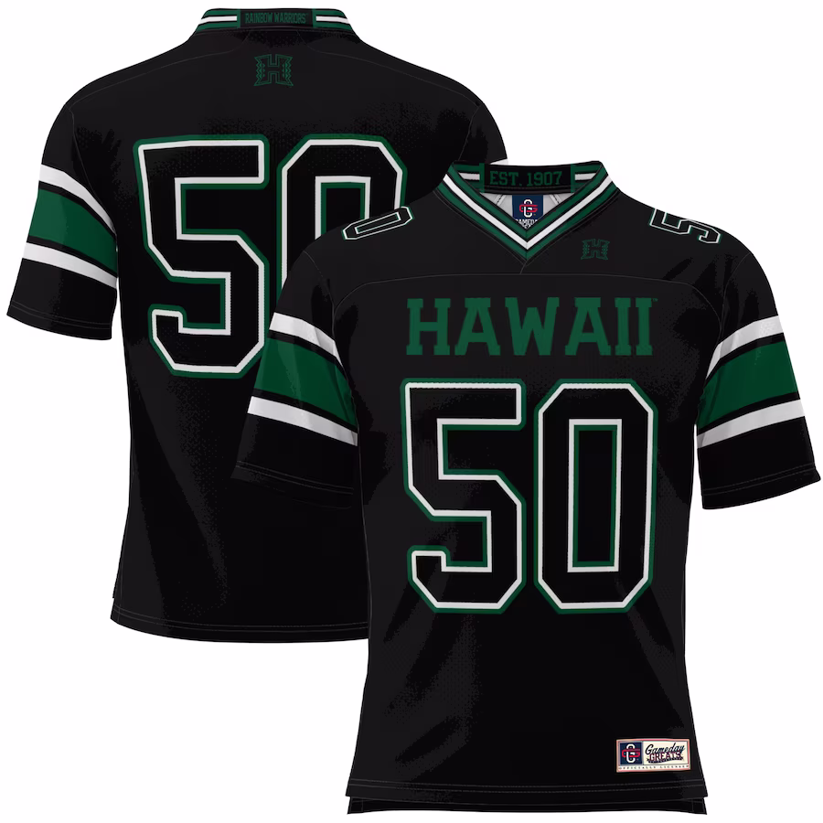 #50 Hawaii Rainbow Warriors GameDay Greats Youth Football Jersey - Black