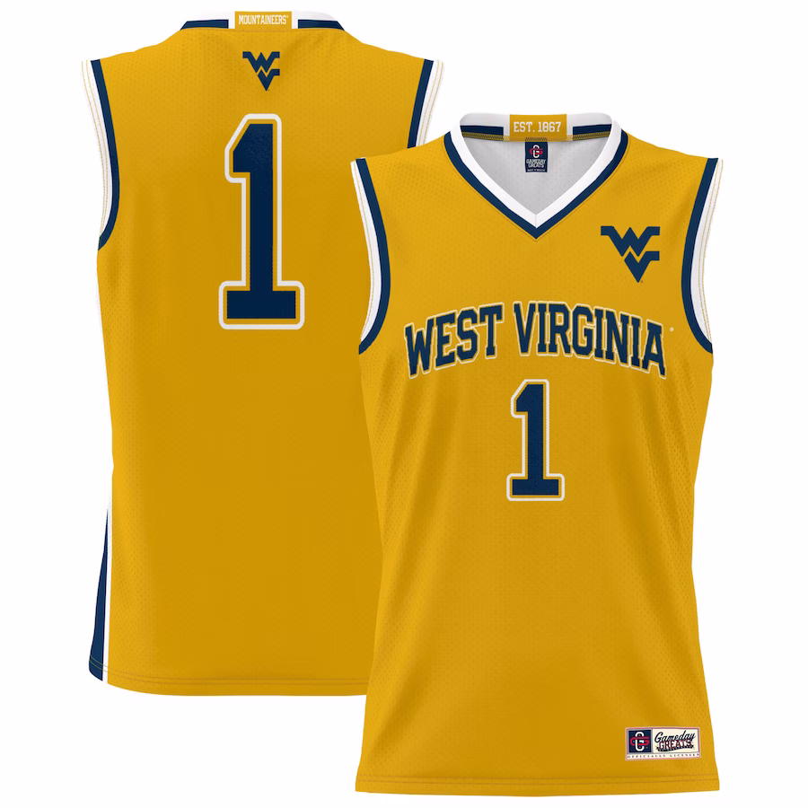 #1 West Virginia Mountaineers GameDay Greats Youth Lightweight Basketball Jersey - Gold