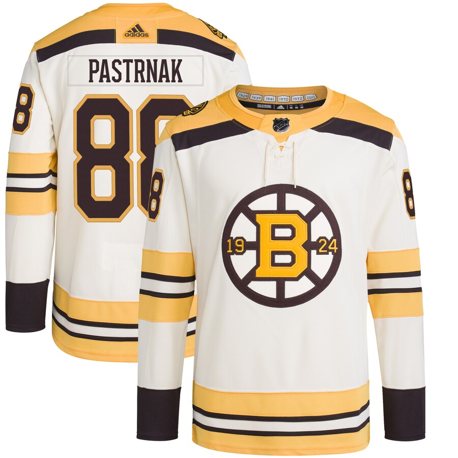 Men's Boston Bruins David Pastrnak adidas Cream  Primegreen Authentic Pro Player Jersey