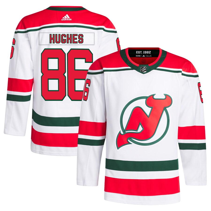 Men's New Jersey Devils Jack Hughes adidas White  Primegreen Authentic Pro Player Jersey