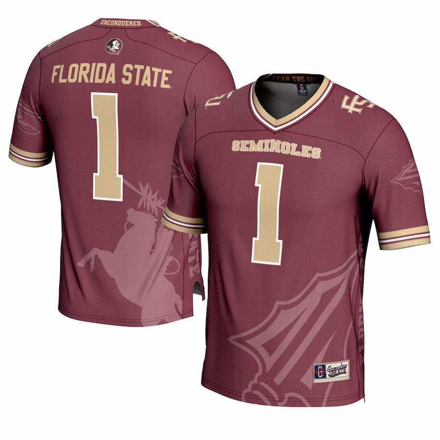 Florida State Seminoles #1 GameDay Greats Garnet Icon Print Football Fashion Jersey