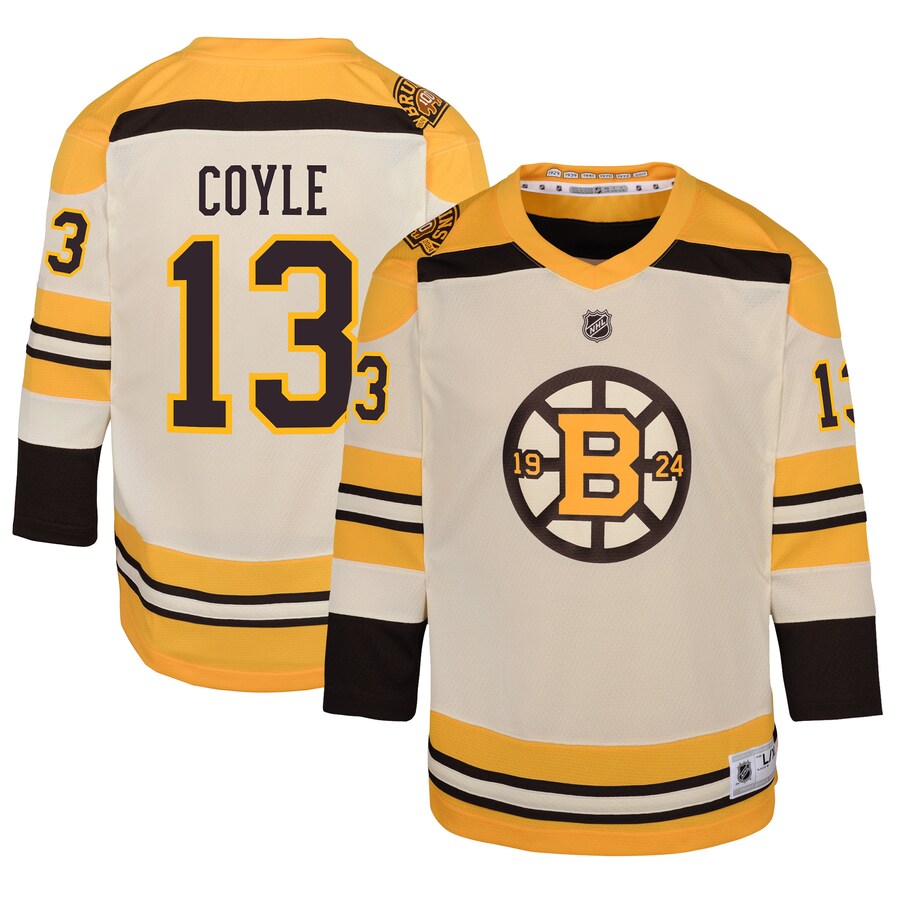 Youth Boston Bruins Charlie Coyle Cream 100th Anniversary Replica Player Jersey