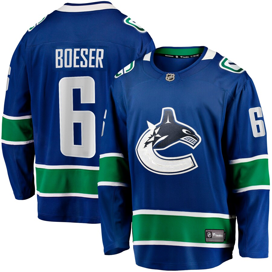 Men's Vancouver Canucks Brock Boeser Fanatics Branded Blue Home Breakaway Jersey