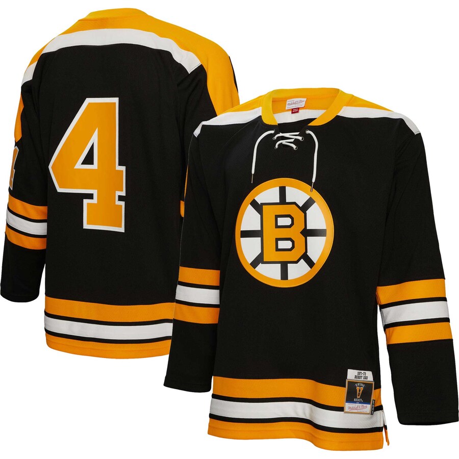 Men's Boston Bruins Bobby Orr Mitchell & Ness Black 1971/72  Blue Line Player Jersey