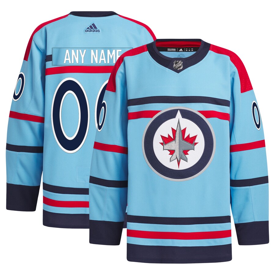 Men's Winnipeg Jets  adidas Light Blue Anniversary Primegreen Authentic Custom Jersey