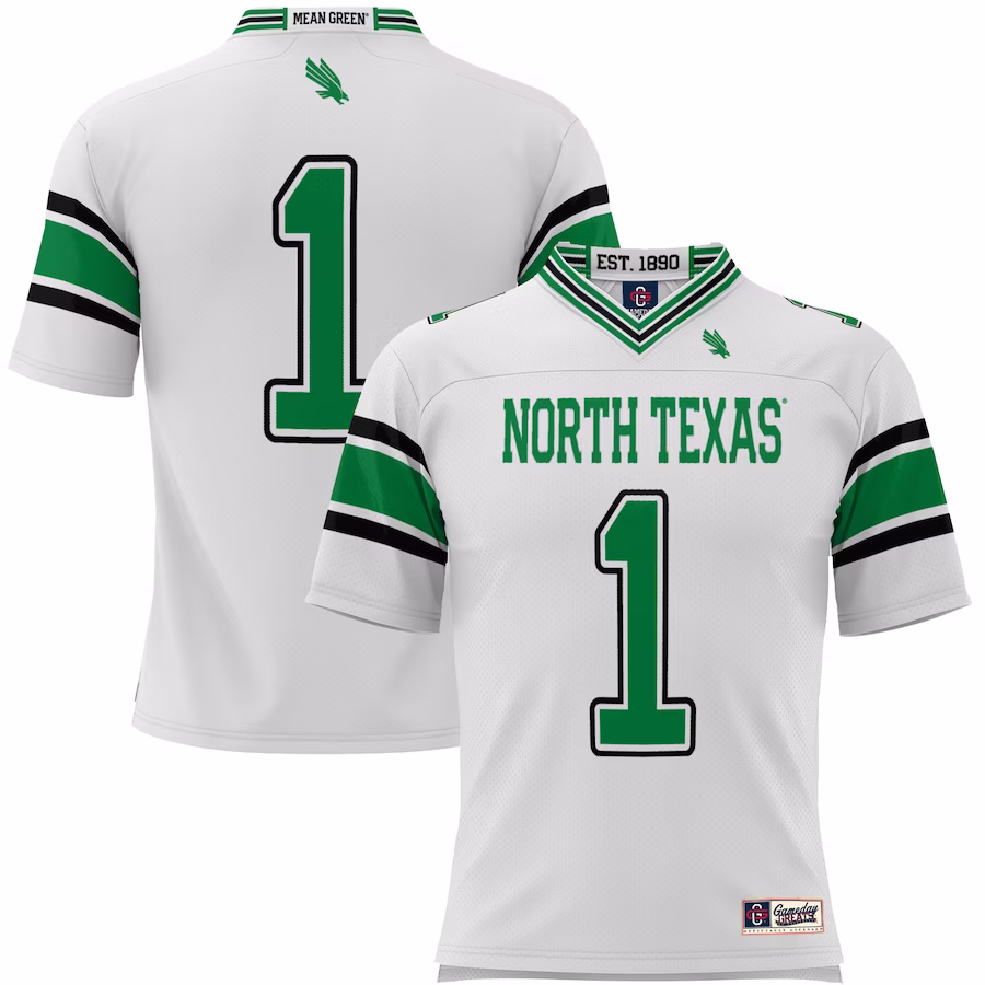 #1 North Texas Mean Green GameDay Greats Youth Endzone Football Jersey - White