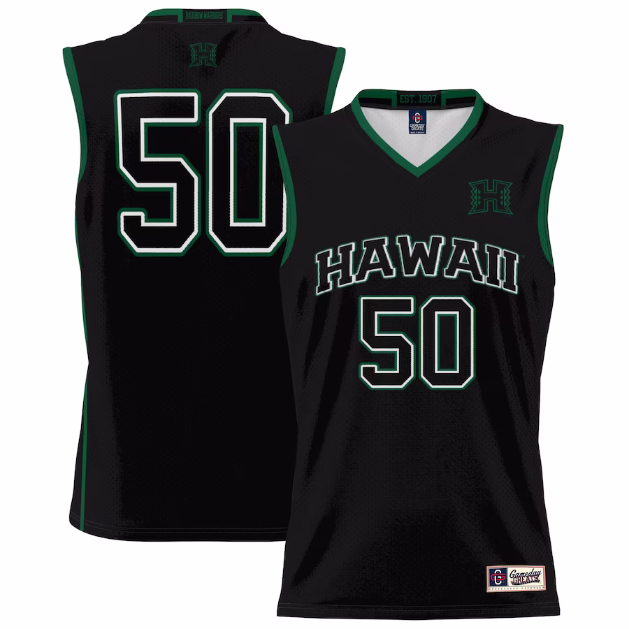 #50 Hawaii Rainbow Warriors GameDay Greats Unisex Lightweight Basketball Jersey - Black