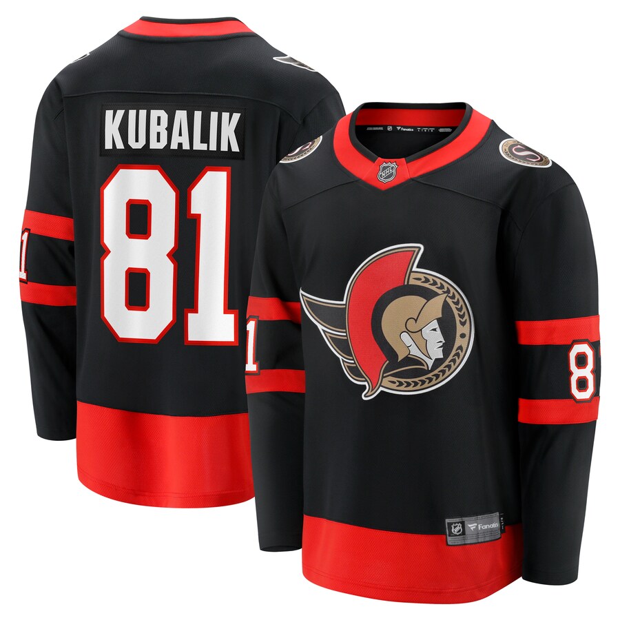 Men's Ottawa Senators Dominik Kubalik Fanatics Branded Black Home Breakaway Jersey