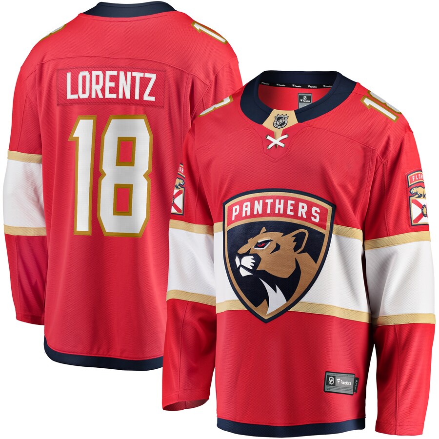 Men's Florida Panthers Steven Lorentz Fanatics Branded Red Home Breakaway Jersey