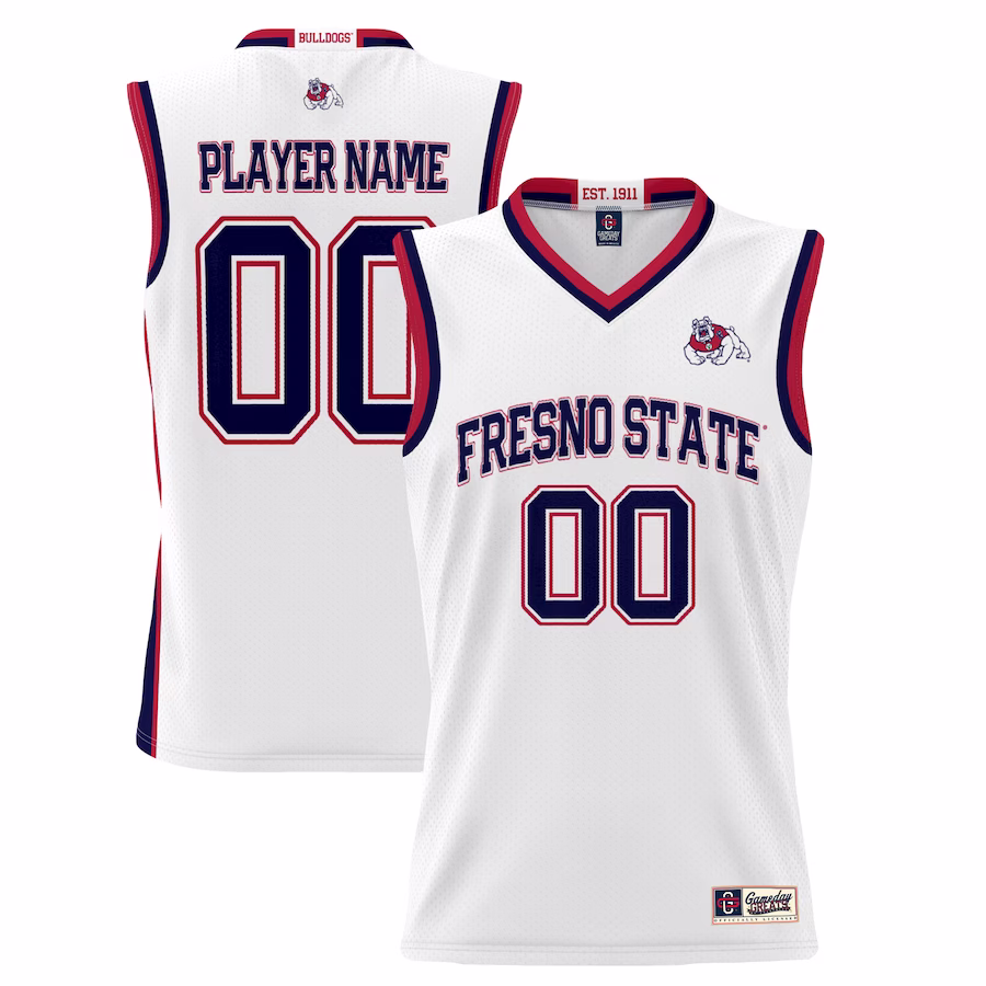 Fresno State Bulldogs GameDay Greats Unisex  Lightweight NIL Pick-A-Player Basketball Jersey - White