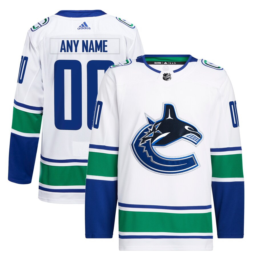 Men's Vancouver Canucks adidas White Away Primegreen Authentic Pro Custom Jersey